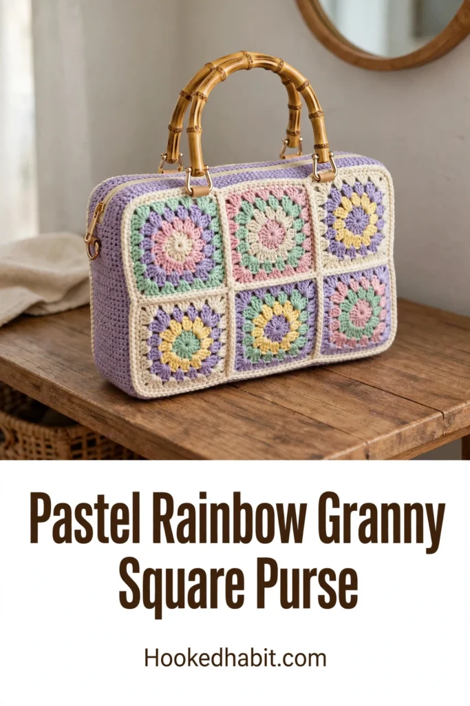 Pastel Rainbow Granny Square Purse
