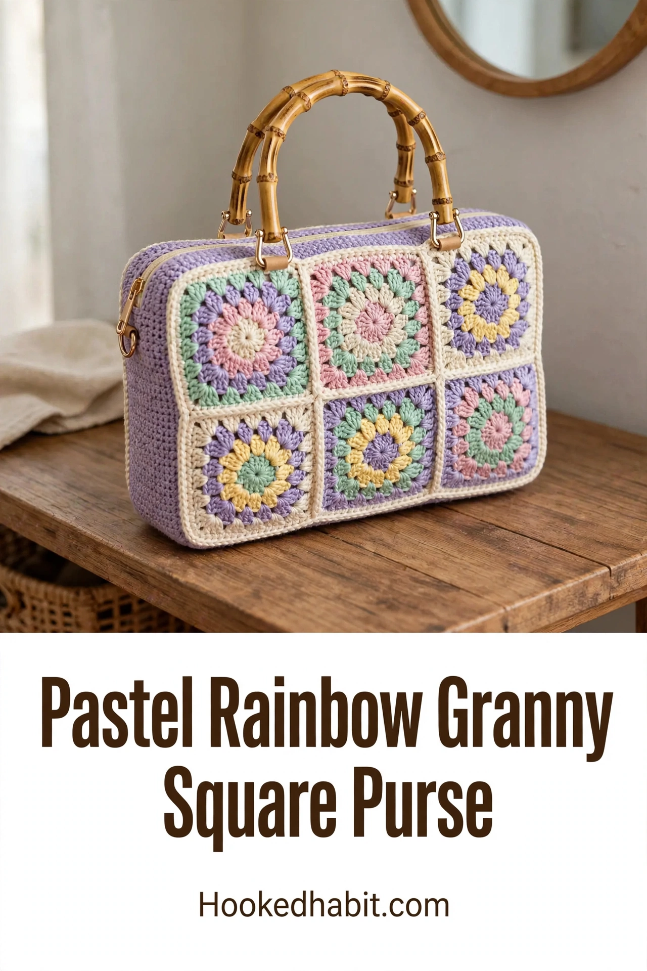 Pastel Rainbow Granny Square Purse