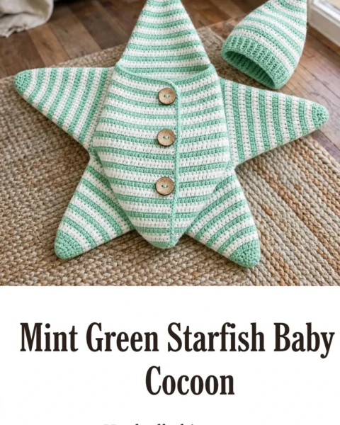Mint Green Starfish Baby Cocoon Free Crochet Pattern