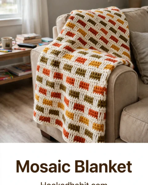 Mosaic Blanket Free Crochet Pattern