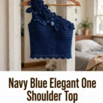 Navy Blue Elegant One Shoulder Top