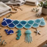 Beaded ocean blues sea creature anklet with whale, seahorse, jellyfish and starfish charms