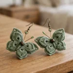 Sage Green Boho Butterfly Earrings