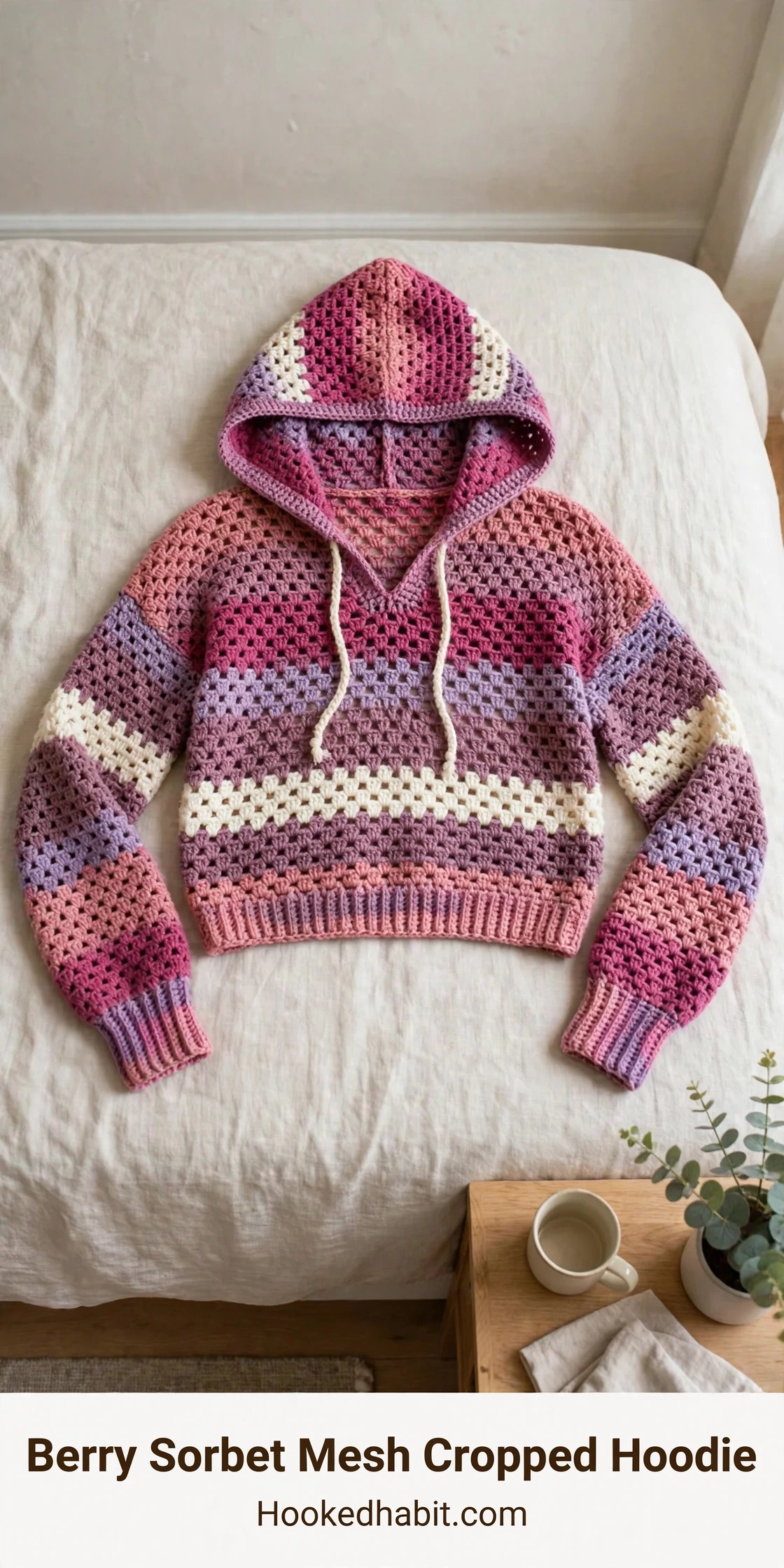 Berry Sorbet Mesh Cropped Hoodie