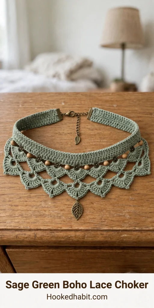 Sage Green Boho Lace Choker