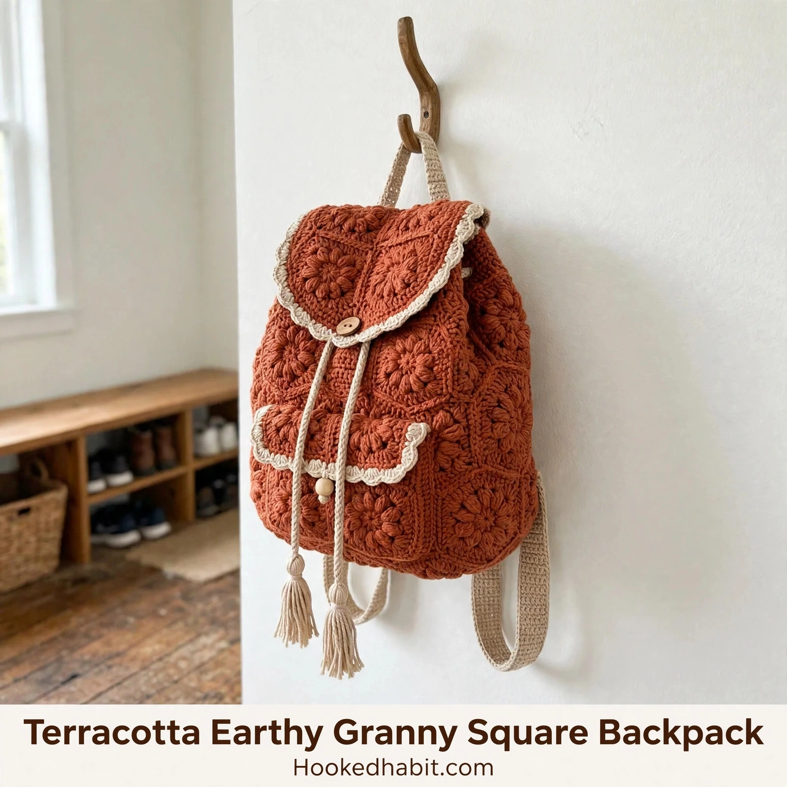 Terracotta Earthy Granny Square Backpack