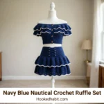 Navy Blue Nautical Crochet Ruffle Set