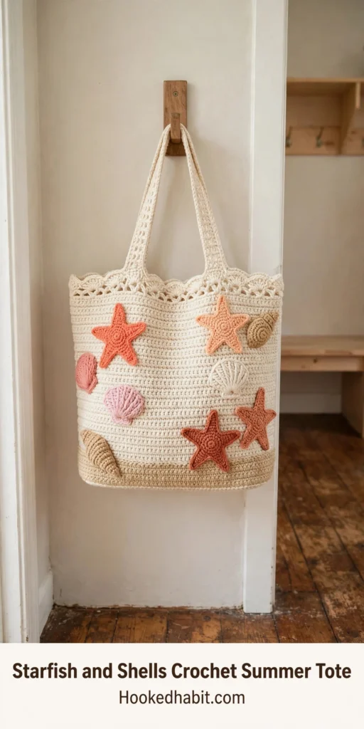 Starfish and Shells Crochet Summer Tote