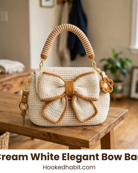 Cream White Elegant Bow Bag Free Crochet Pattern