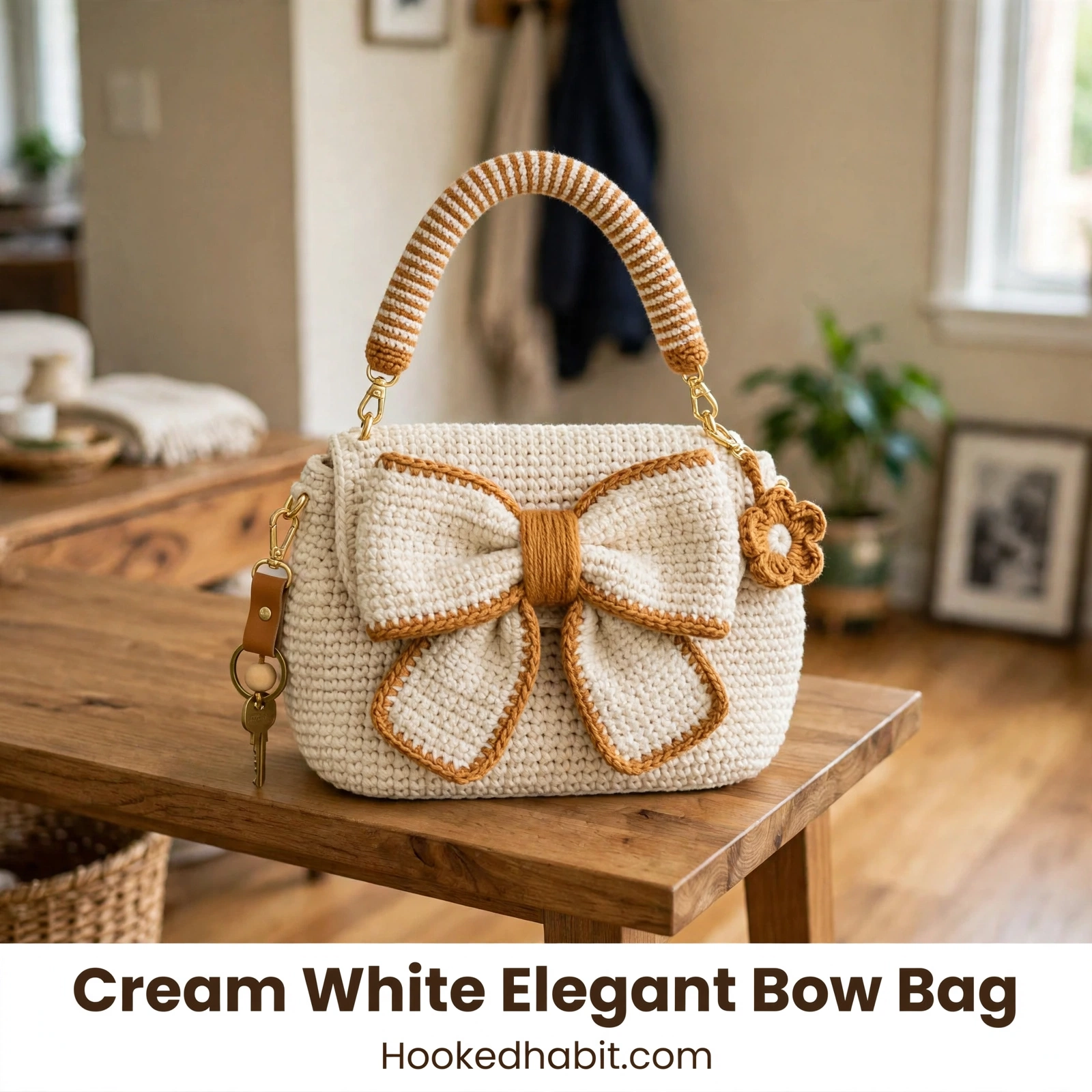Cream White Elegant Bow Bag