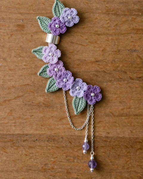 Lavender Garden Ear Cuff Free Crochet Pattern