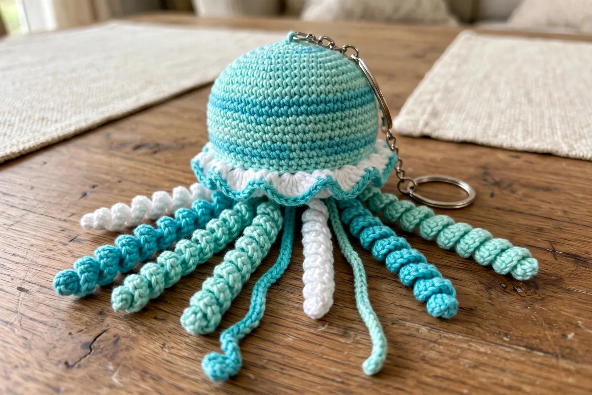 Close-up of the jellyfish bell and curly tentacles