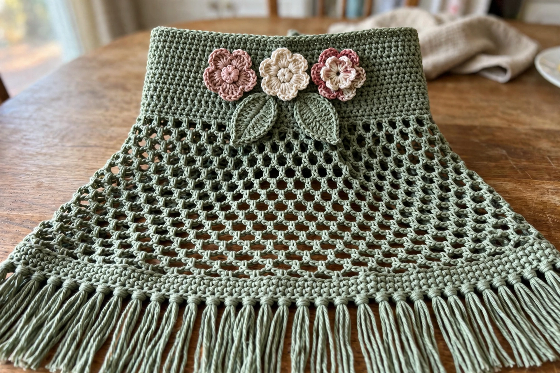 Boho Sage Green Halter Top Detail
