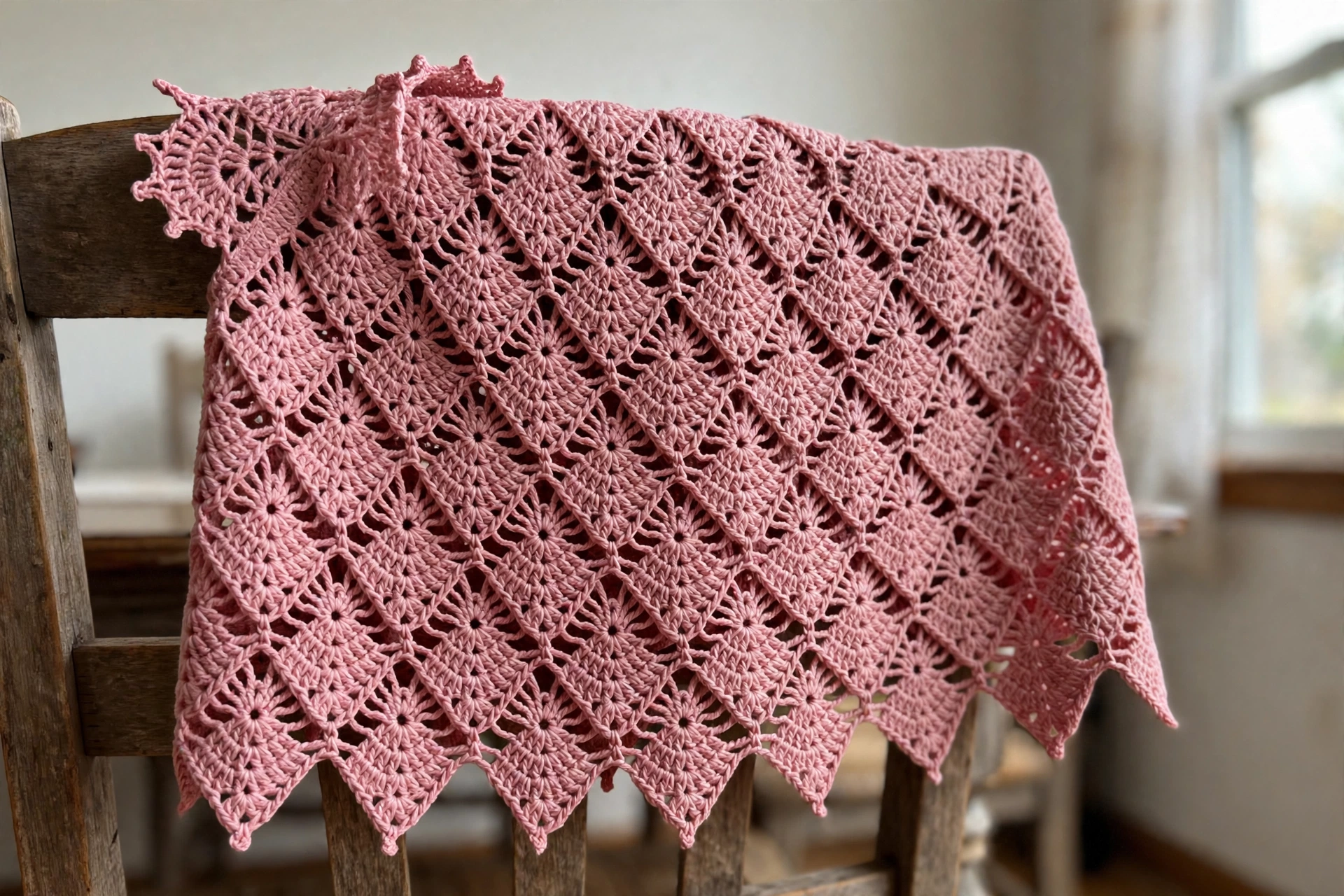Dusty Rose Pineapple Lace Halter Free Crochet Pattern