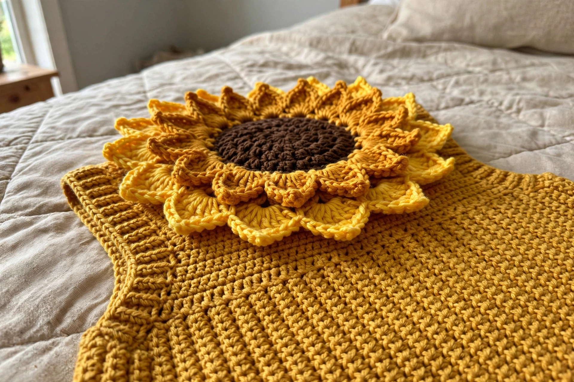 Sunflower Baby Romper Free Crochet Pattern