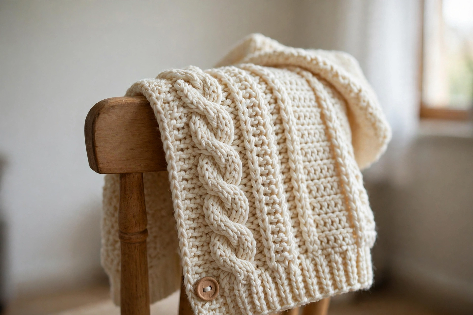 Cream Cable Knit Look Baby Hoodie Free Crochet Pattern