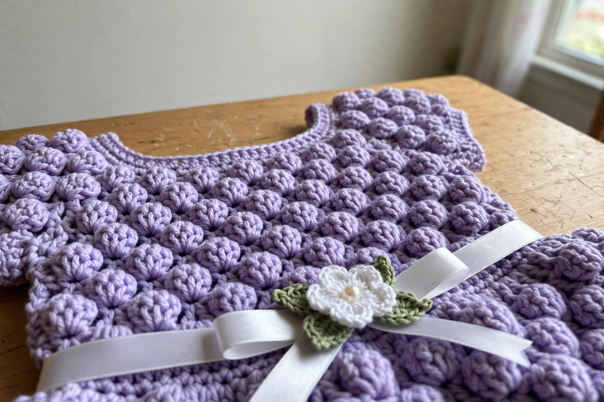 Lavender Lace Baby Dress Free Crochet Pattern