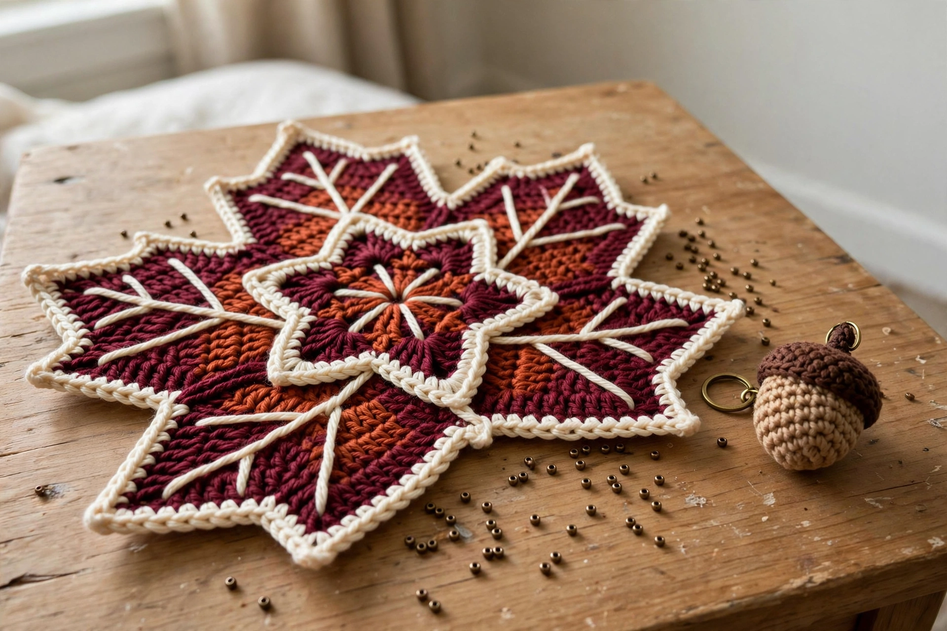 Autumn Maple Leaf Bracelet Free Crochet Pattern