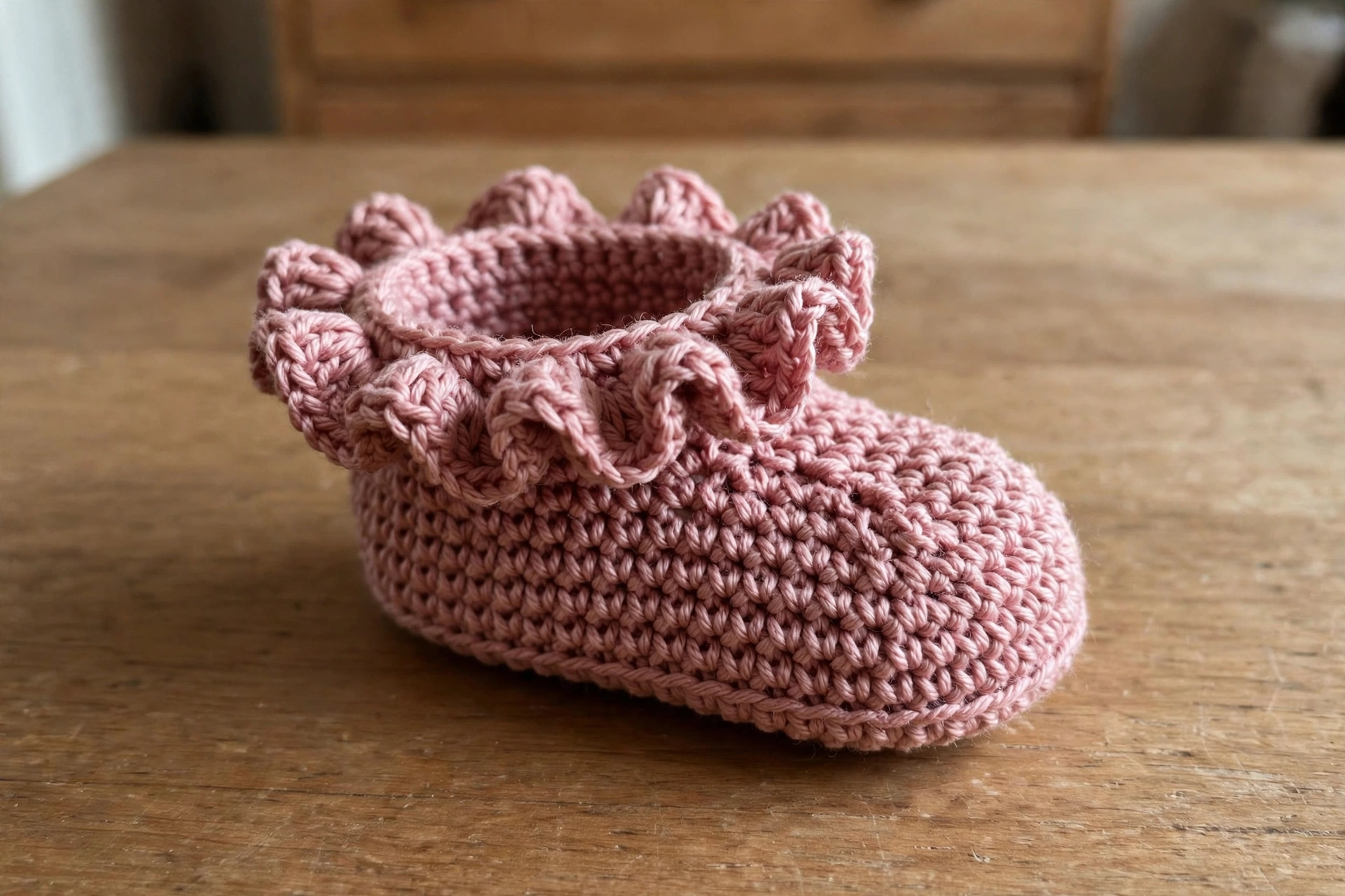 Dusty Rose Bobble Stitch Baby Romper Free Crochet Pattern