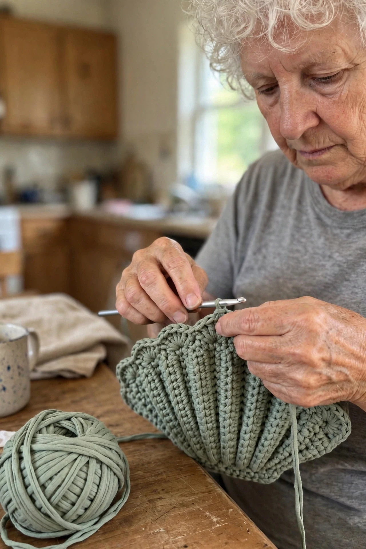 Half-finished ribbed purse body