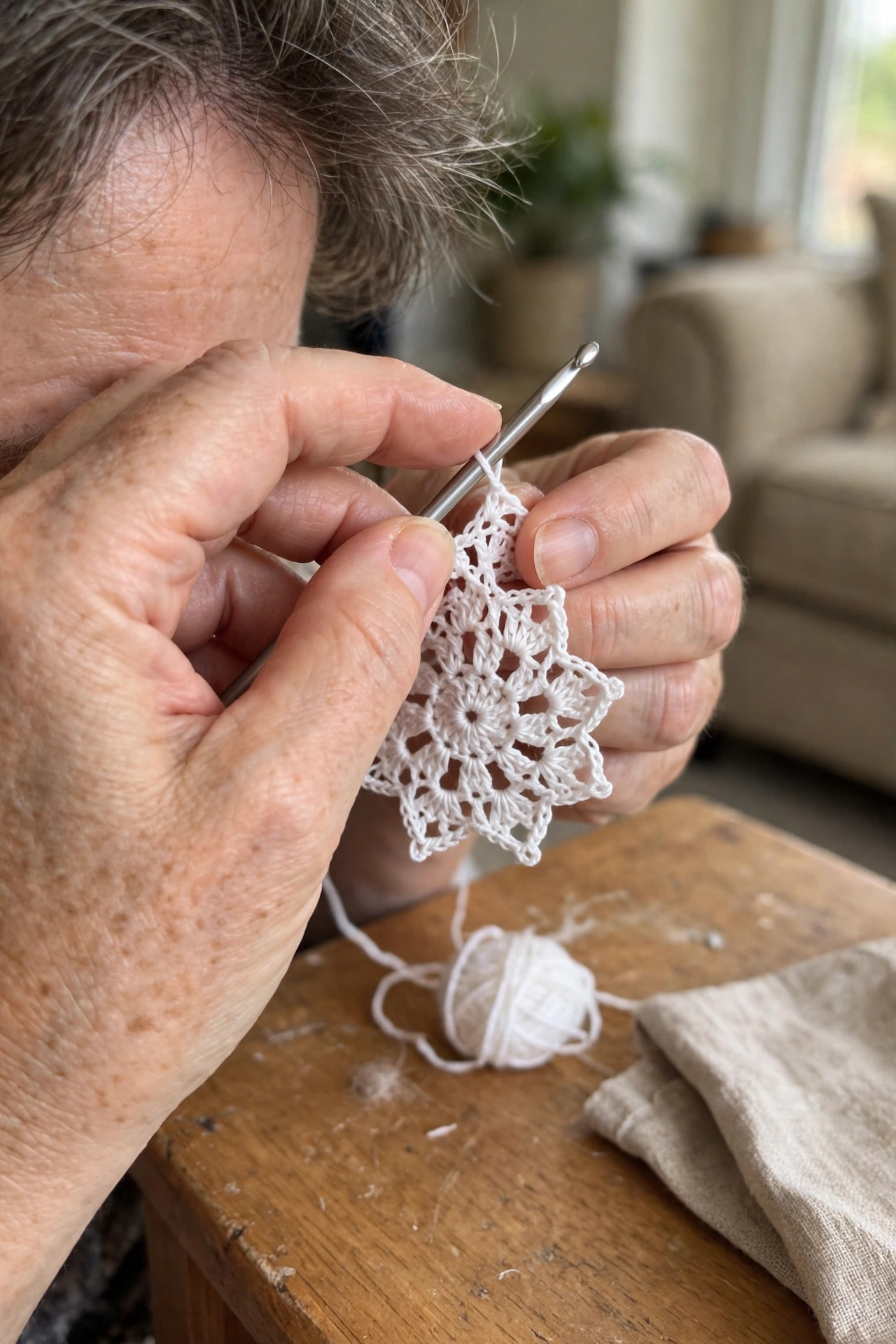 Working the lace flower rounds