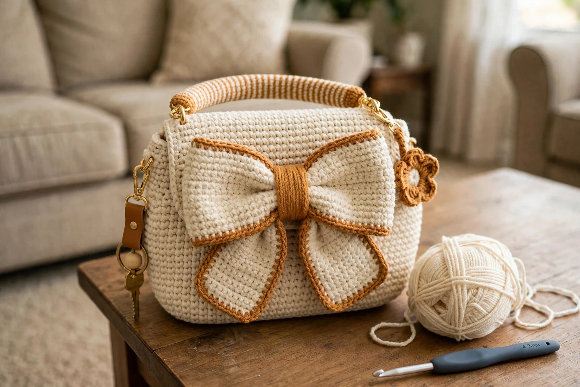 Cream White Elegant Bow Bag bow detail