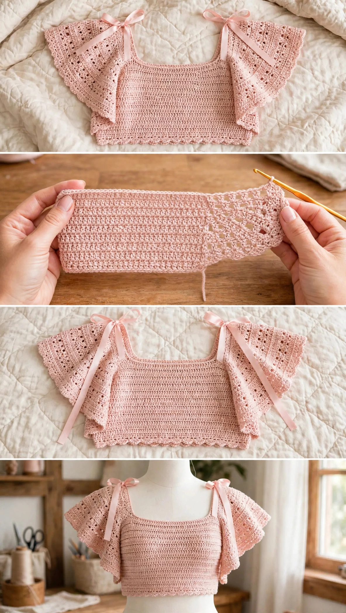 Blush Pink Ruffle Top - Process